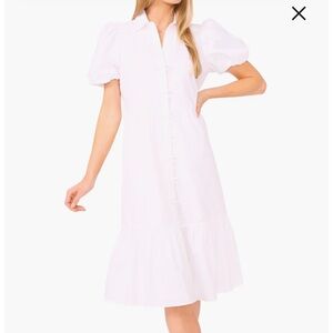 CeCe White Puff Sleeve Bow Dress